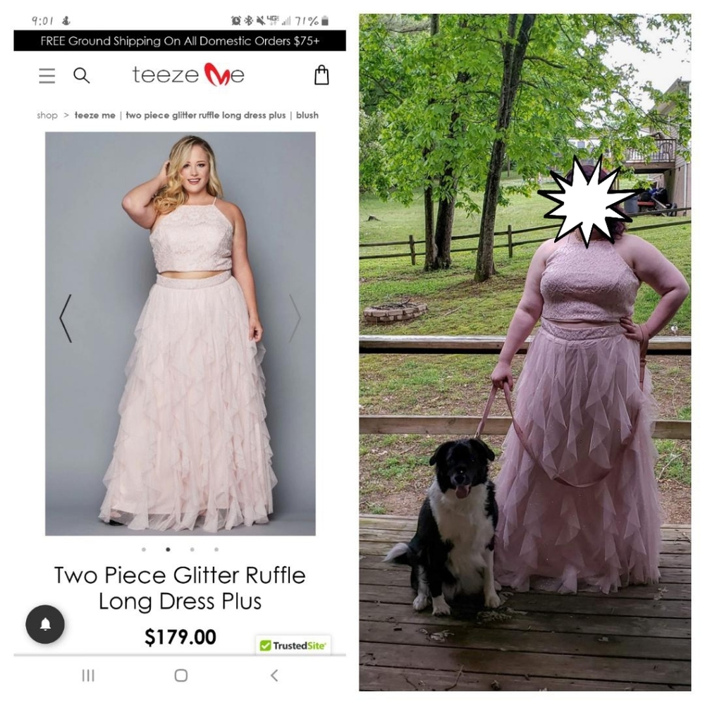 Teeze me 2 piece blush prom dress